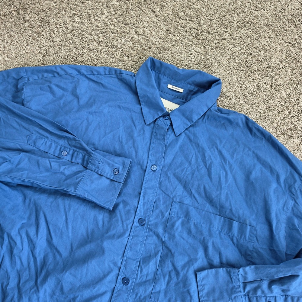 Abercrombie & Fitch Oversized Button Down Shirt Womens Large‎ Blue Long Sleeve